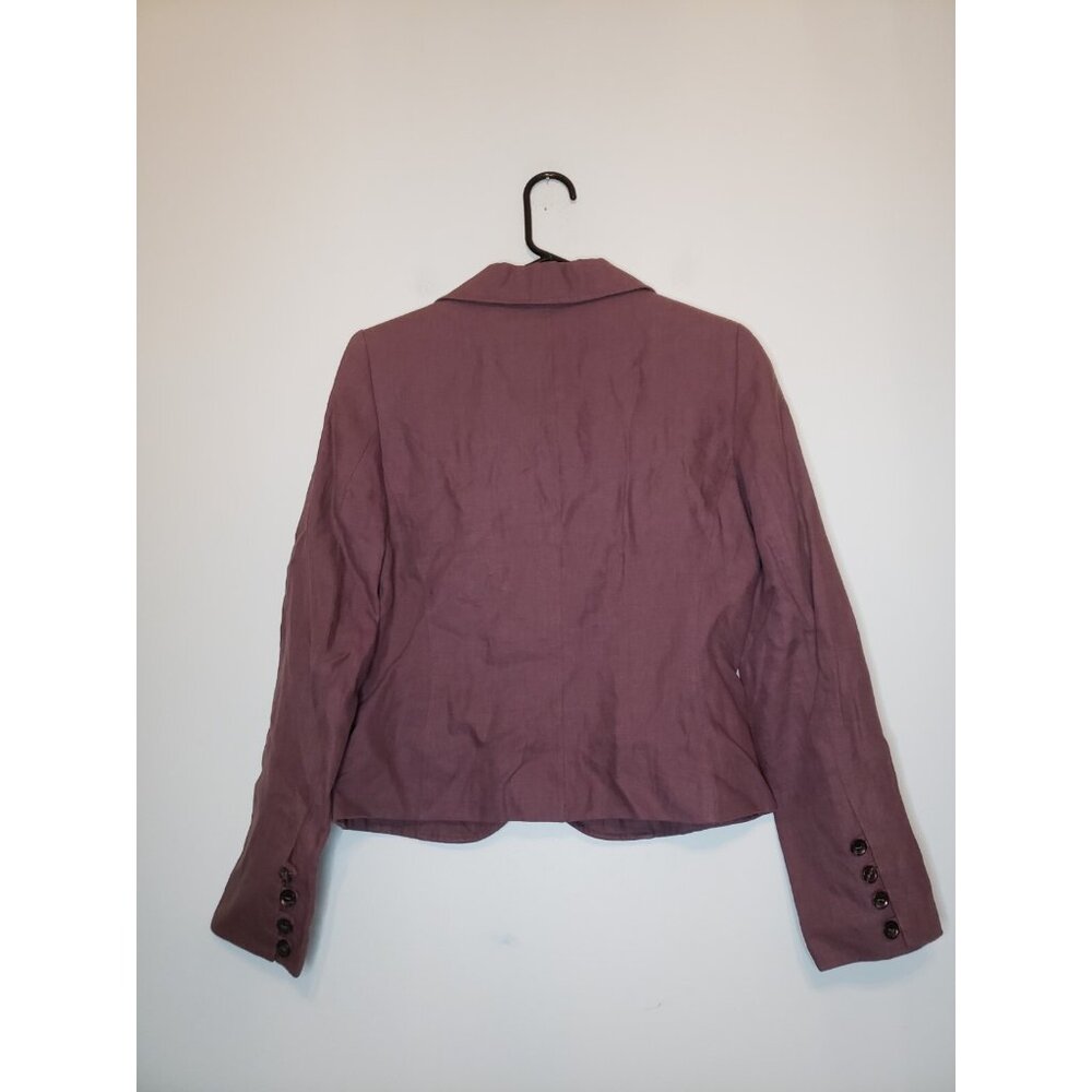 Mark Women 6 38 Jacket Blazer Purple 100% Linen Button Up Lined Made In Belgium - Picture 2 of 6